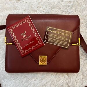 Les must de Cartier Burgundy Leather Shoulder Bag